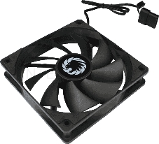 Кулер для корпуса ПК Gamemax GMX-WFBK-BK, 12CM black fan, black blade, 3pin+4Pin connector