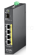 Коммутатор ZYXEL RGS100-5P, 5  Port unmanaged PoE Switch, 120 Watt PoE, DIN Rail, IP30, 12-58V DC