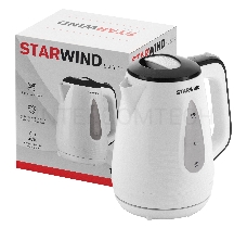 Чайник электрический Starwind SKP3213 1.7л. 2200Вт белый/черный (корпус: пластик)