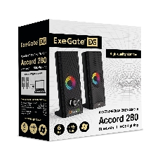 Саундбар-Акустическая система 2.0 ExeGate EX289681RUS Accord 280 (питание USB, Bluetooth, 2х3Вт (6Вт RMS), 60-20000Гц, цвет черный, RGB подсветка, с возможностью трансформации в саундбар)