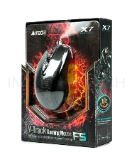 Мышь A4Tech F5(-1) (Black) V-track, 400-3000dpi 5 mod, 7 кн, 160kb memory, 30G/sec, 125-1000hz USB, key 3ms