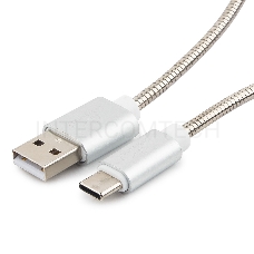 Кабель USB 2.0 Cablexpert CC-G-USBC02S-1M, AM/Type-C, серия Gold, длина 1м, серебро, блистер