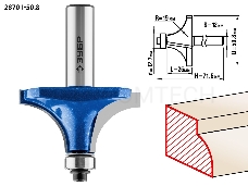 Фреза ЗУБР 28701-50.8  кромочная калевочная №1 d= 50.8мм дл.-25мм рад.-19мм хв.-12мм d-12.7мм