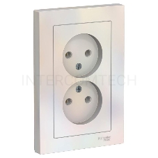 Розетка 2-м ATLAS DESIGN без заземл. 16А в сборе жемчуг SchE ATN000420
