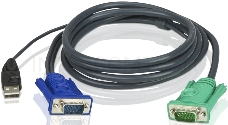 Шнур, мон+клав+мышь USB ATEN, SPHD15=>HD DB15+USB A-Тип, Male-2xMale,  8+4 проводов, опрессованный,   1.8 метр., черный, (2L-5202U)