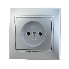 Розетка 1-м СП Мира 16А IP20 без заземл. керам. метал. сер. LEZARD 701-1010-121