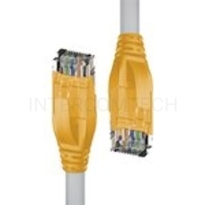 Патч-корд прямой 1.0m UTP кат.5e, серый, желтые коннекторы, 24 AWG, литой, ethernet high speed 1 Гбит/с, RJ45, T568B