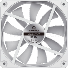 Кулер для корпуса ПК Gamemax GMX-WFBK-Full White, 12CM white fan, white blade, 3pin+4Pin connector