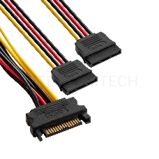 Кабель питания SATA ExeGate EX-CC-SATAM2F-0.15 (15pin M/2x15pinF, 0,15м)