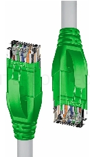 Патч-корд прямой 1.0m UTP кат.5e, серый, зеленые коннекторы, 24 AWG, литой, ethernet high speed 1 Гбит/с, RJ45, T568B