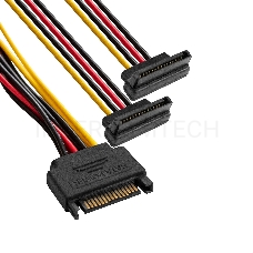 Кабель питания SATA ExeGate EX-CC-SATAM2F-0.15A (15pin M/2x15pinF, угловые разъемы, 0,15м)