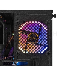 Корпус Minitower Exegate EX294384RUS Mistery R2 (mATX, без БП, 2*USB+1*USB3.0, аудио, черный, 1 вент. 12см с RGB подсветкой и полоса на передней панели, боковая панель - закаленное стекло)