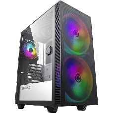 Компьютерный корпус, без блока питания ATX Gamemax Aero ATX case, black, w/o PSU, w/1xUSB3.0+1xUSB2.0, w/2x20cm ARGB GMX-20-ARGB front fans, w/1x12cm ARGB GMX-12-Rainbow-D fan