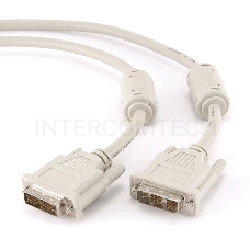 Кабель DVI-D single link Gembird/Cablexpert CC-DVI-6C, 19M/19M, 1.8м, серый, экран, феррит.кольца, пакет