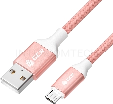 Кабель 0.5m GCR QC MicroUSB, быстрая зарядка, розовый нейлон, AL корпус розовый, белый ПВХ, 28/24 AWG, GCR-52464 GCR QC Кабель 0.5m MicroUSB, быстрая зарядка, розовый нейлон, AL корпус розовый, белый ПВХ, 28/24 AWG, GCR-52464