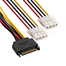 Кабель питания SATA ExeGate EX-CC-SATAM2MF-0.15 (15pin M/2xMolex F, 0,15м)