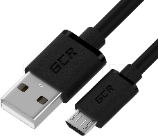 Кабель GCR QC 1.5m MicroUSB, быстрая зарядка, черный TPE, черные коннекторы, 28/22 AWG, GCR-52461