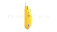 Мышь проводная Dareu LM121 Yellow (желтый), DPI 800/1600/2400/6400, подсветка RGB, размер 116x35x60мм, 1,8м
