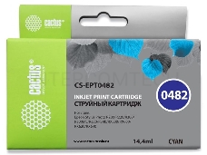 Картридж струйный Cactus CS-EPT0482 голубой для Epson Stylus Photo R200/ R220/ R300/ R320/ R340 (16m