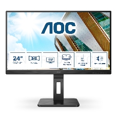 МОНИТОР 23.8 AOC 24P2QM Black с поворотом экрана (VA, 1920x1080, 75Hz, 4 ms, 178°/178°, 300 cd/m, 20M:1, +DVI, +HDMI)