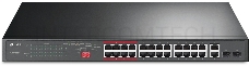 Коммутатор 24-port 10/100Mbps Unmanaged PoE+ Switch with 2 combo RJ-45/SFP uplink ports, metal case, rack mount, 24 802.3af/at compliant PoE+ ports, 2 gigabit combo RJ-45/SFP uplink ports, DIP switches for Extend mode, Isolation mode and Priority mode, up