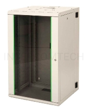 Шкаф коммутационный Lande Proline (LN-PR16U6060-LG-111) настенный 16U 600x600мм пер.дв.стекл задн.дв.стал.лист направл.под закл.гайки 100кг серый IP20 сталь