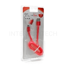 Кабель USB 2.0 Cablexpert CC-mAPUSB2pk1m, AM/microBM 5P - iPhone lightning, 1м, комбо кабель, алюминиевые разъемы, розовый, блистер