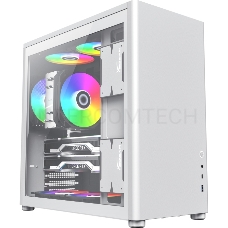 Корпус GameMax Spark Pro Full White без БП (Midi Tower, ATX, Белый, USB3.0+Type C, Зак. стекло)