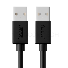 Кабель Greenconnect 2.0m USB 2.0, AM/AM, черный, 28/28 AWG, экран, армированный, морозостойкий, GCR-UM2M-BB2S-2.0m
