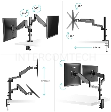 Кронштейн (держатель) ONKRON G140 для двух мониторов 13-32 дюймов настольный, черный