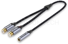 Переходник-разветвитель Vention гибкий Jack 3.5 mm F / 2RCA  F - 0.3м