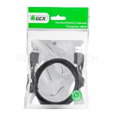 Кабель Greenconnect 2.0m USB 2.0, AM/AM, черный, 28/28 AWG, экран, армированный, морозостойкий, GCR-UM2M-BB2S-2.0m