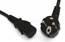 Кабель питания компьютера Hyperline PWC-IEC13-SHM-5.0-BK (Shucko+C13) (3x1.00), 10A, угловая вилка, 5 м