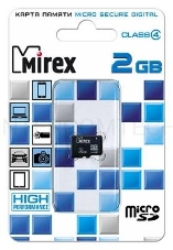 Флеш карта microSD 2GB Mirex microSDHC Class 4