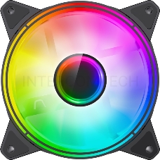 Кулер для корпуса ПК Gamemax FN-12Rainbow-Q-Infinity, 12CM ARGB Rainbow Infinity, Quad-ring, 3pin+4Pin connector