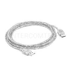 Кабель Greenconnect 1.8m USB 2.0, AM/AM, прозрачный, 28/28 AWG, экран, армированный, морозостойкий, GCR-UM3M-BB2S-1.8m