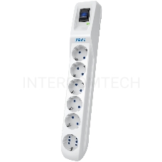 Сетевой фильтр Pilot L GP 6 розеток (5 евро + 1GP) 5 м/ Surge protector Pilot L GP 6 sockets (5 Euro + 1GP) 5 m white