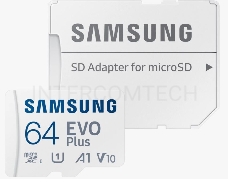 Флеш карта microSDXC 64GB Samsung EVO Plus Memory Card Samsung UHS-I U1 Class 10, Adapter, 130 MB/s, 10000 циклов, - 25°C to 85°C, RTL  Samsung MB-MC64KA