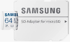 Флеш карта microSDXC 64GB Samsung EVO Plus Memory Card Samsung UHS-I U1 Class 10, Adapter, 130 MB/s, 10000 циклов, - 25°C to 85°C, RTL  Samsung MB-MC64KA