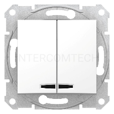 Механизм выключателя 2-кл. СП Sedna 10А IP20 с син. индик. бел. SchE SDN0300321