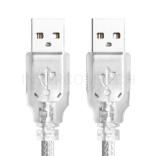 Кабель Greenconnect 0.75m USB 2.0, AM/AM, прозрачный, 28/28 AWG, экран, армированный, морозостойкий, GCR-UM3M-BB2S-0.75m