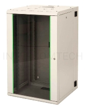 Шкаф коммутационный Lande Proline (LN-PR16U6045-BL-111) настенный 16U 600x450мм пер.дв.стекл задн.дв.стал.лист направл.под закл.гайки 100кг черный 32кг IP20 сталь