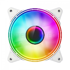 Кулер для корпуса ПК Gamemax FN-12Rainbow-Q-Infinity White, 12CM white ARGB Rainbow Infinity, Quad-ring, 3pin+4Pin connector