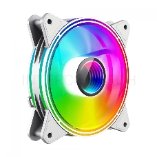 Кулер для корпуса ПК Gamemax FN-12Rainbow-Q-Infinity White, 12CM white ARGB Rainbow Infinity, Quad-ring, 3pin+4Pin connector