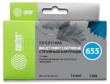 Картридж струйный Cactus CS-CZ110AE голубой для №655 HP DJ IA 3525/5525/4515/4525 (14,6ml)