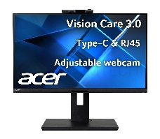 Монитор 23.8 ACER (Ent.)  B248Ybemiqprcuzx, IPS, 1920x1080, 75Hz, 178°/178°, 4ms, 250nits, HDMI + DP + Type-C + DP Out + RJ45 + USB3.0x4 + USB-B(2up 4down) + Webcam + Колонки 2Wx2, HDR 10, HAdj 150mm