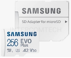 Флеш карта microSDXC 256GB Samsung  Class 10, A2, V30, UHS-I (U3), R 130 МБ/с, <MB-MC256KA/APC> адаптер на SD