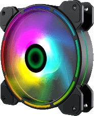 Кулер для корпуса ПК Gamemax FN-12Rainbow-D, 12CM ARGB Rainbow Fan, Dual rings+centre ARGB LEDs, 3pin+4Pin connector