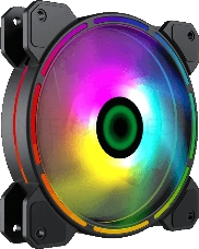 Кулер для корпуса ПК Gamemax FN-12Rainbow-D, 12CM ARGB Rainbow Fan, Dual rings+centre ARGB LEDs, 3pin+4Pin connector
