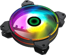 Кулер для корпуса ПК Gamemax FN-12Rainbow-D, 12CM ARGB Rainbow Fan, Dual rings+centre ARGB LEDs, 3pin+4Pin connector